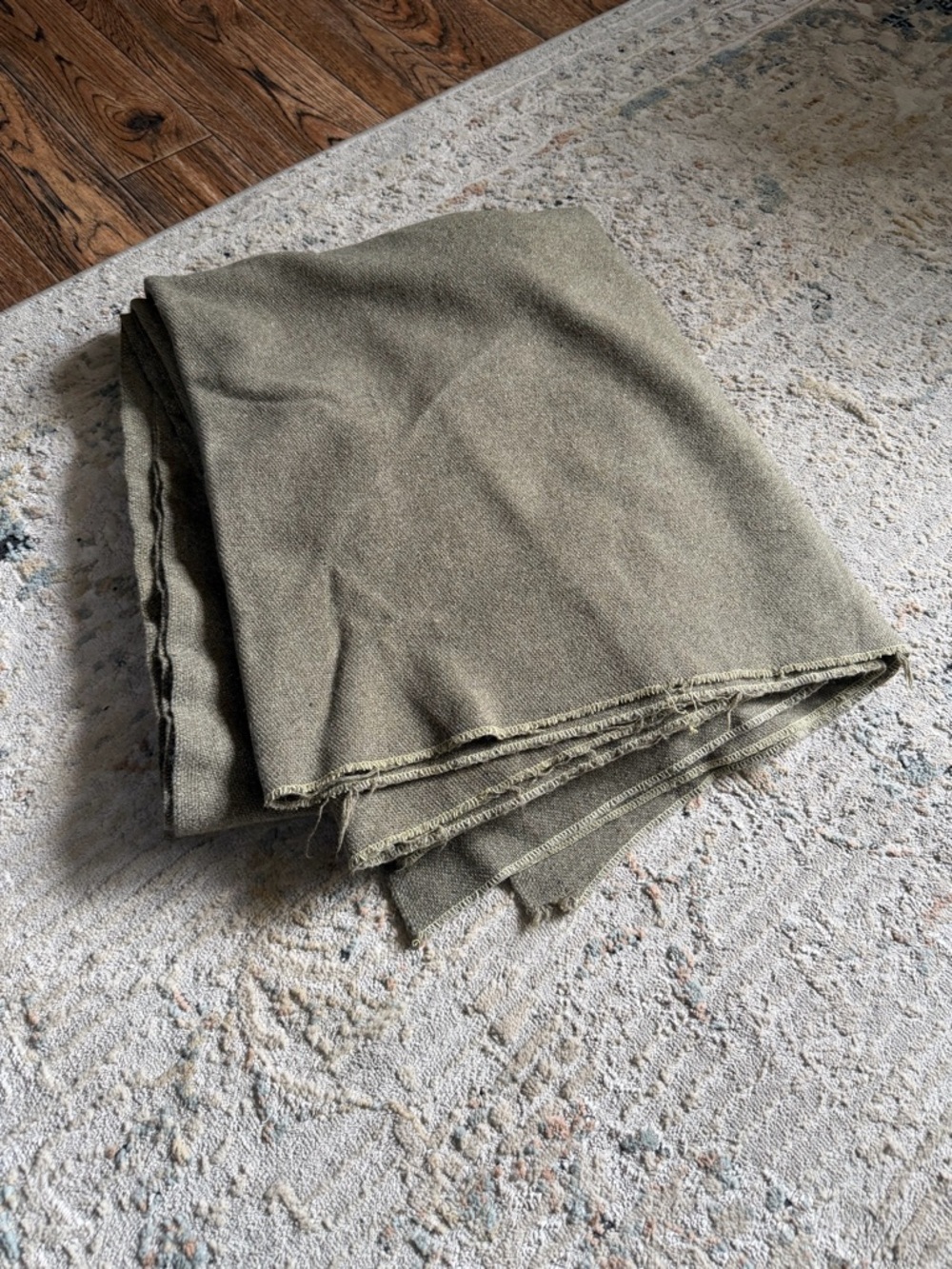 Vintage Army War Olive Green Woven Throw Blanket